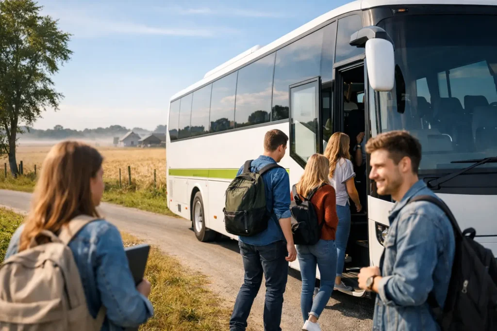 Studentenbus op het platteland sponsoren
